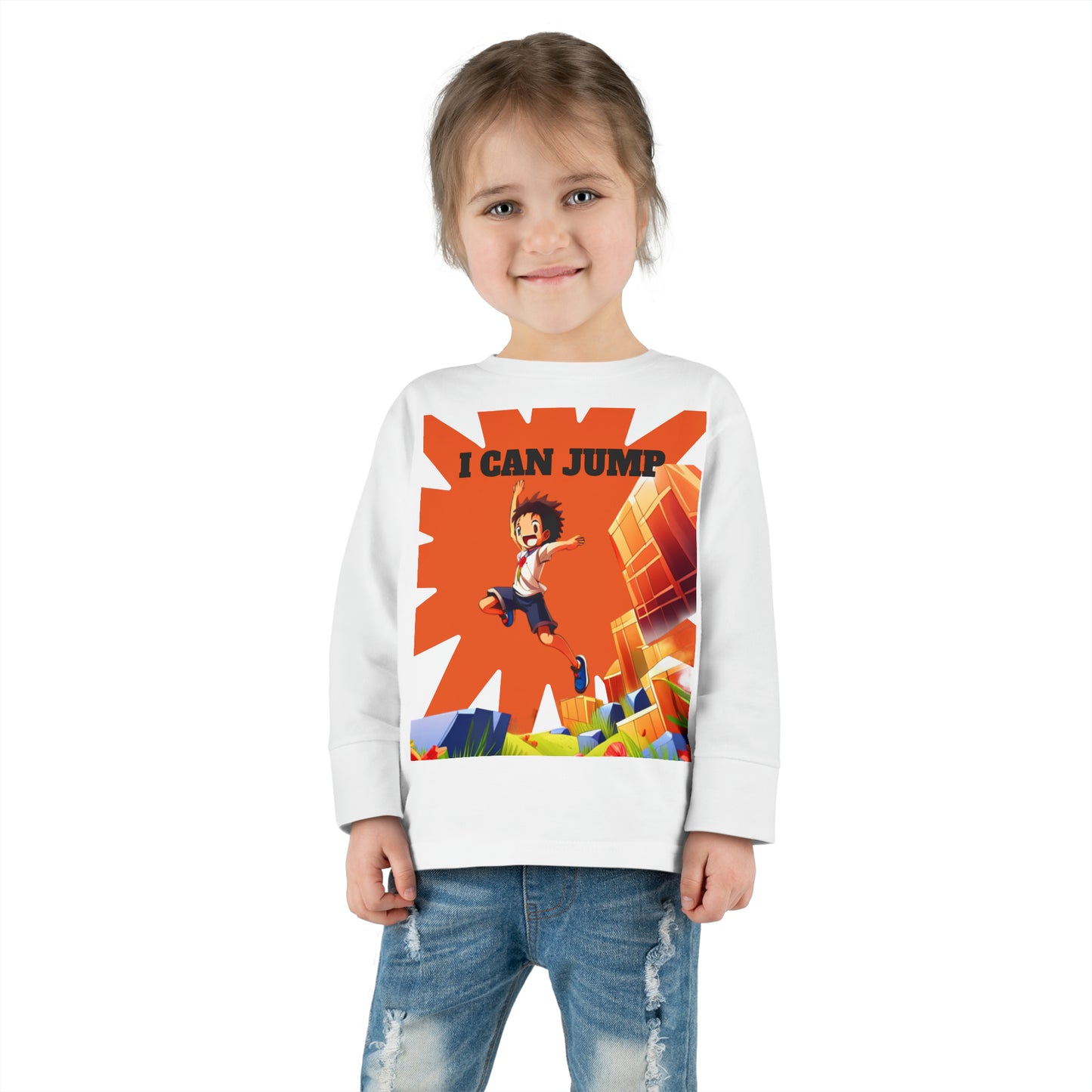 Boy Toddler I Can Jump Long Sleeve Tee