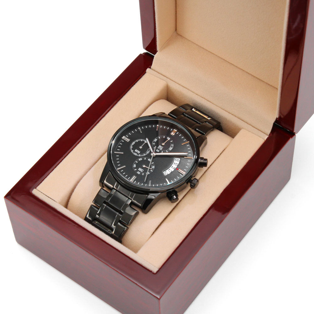 Customizable  Black Chronograph Watch Any Occasion Gifts