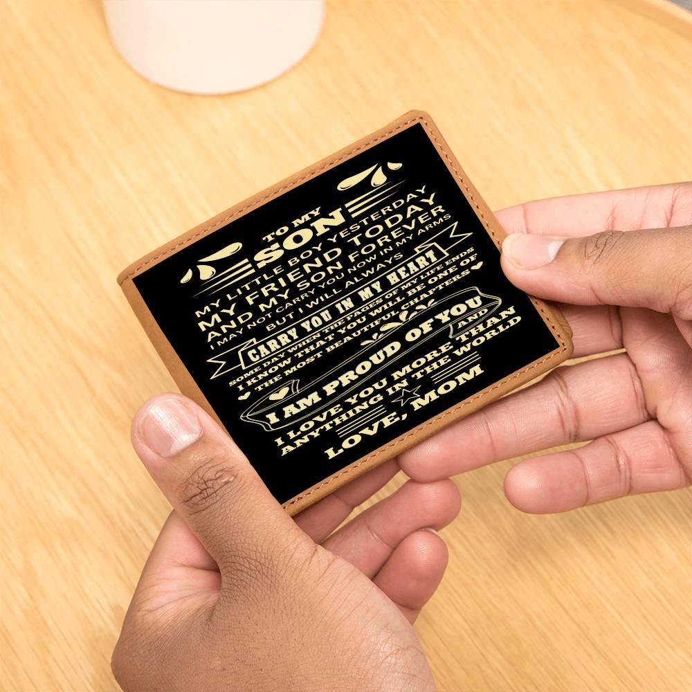 Graphic Leather Wallet - From Mom/Son's Birthday, Christmas, Graduation, Congratulations Gift