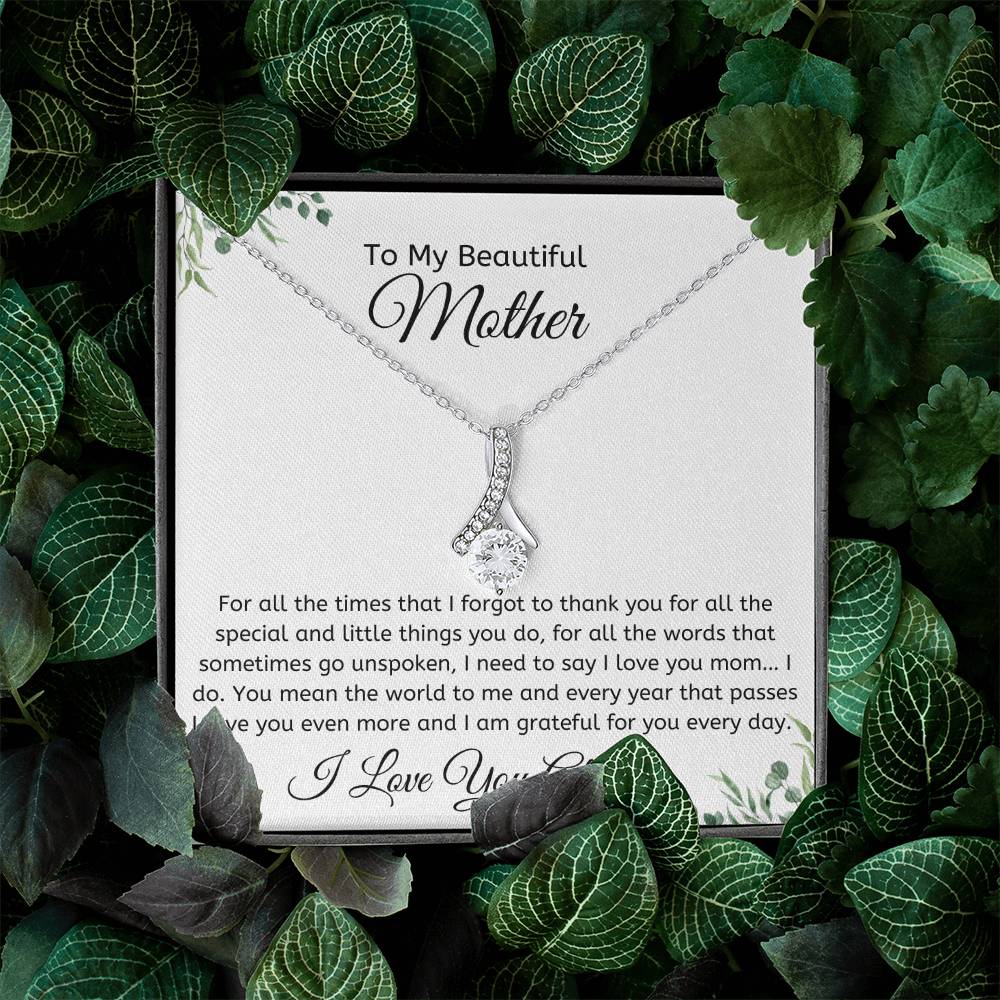 Alluring Beauty Necklace - Personalized Message Card with Greenery Like Edged  – For Mother, Any Occasion Gifts