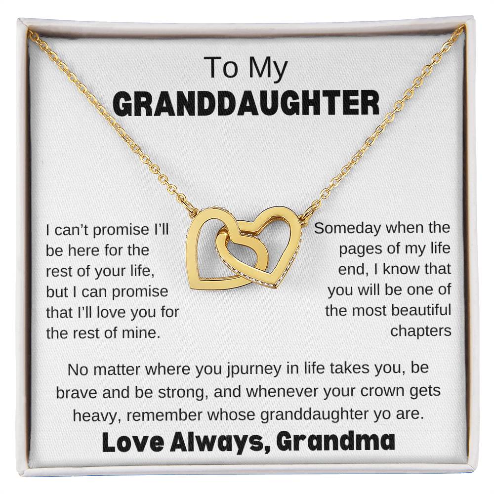 To My Granddaughter Love Grandma Message Card Interlocking Hearts Necklace Any Occasion Gifts