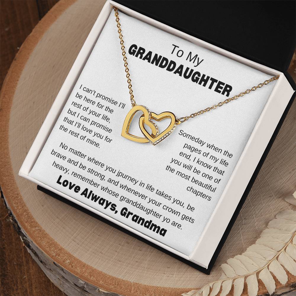 To My Granddaughter Love Grandma Message Card Interlocking Hearts Necklace Any Occasion Gifts
