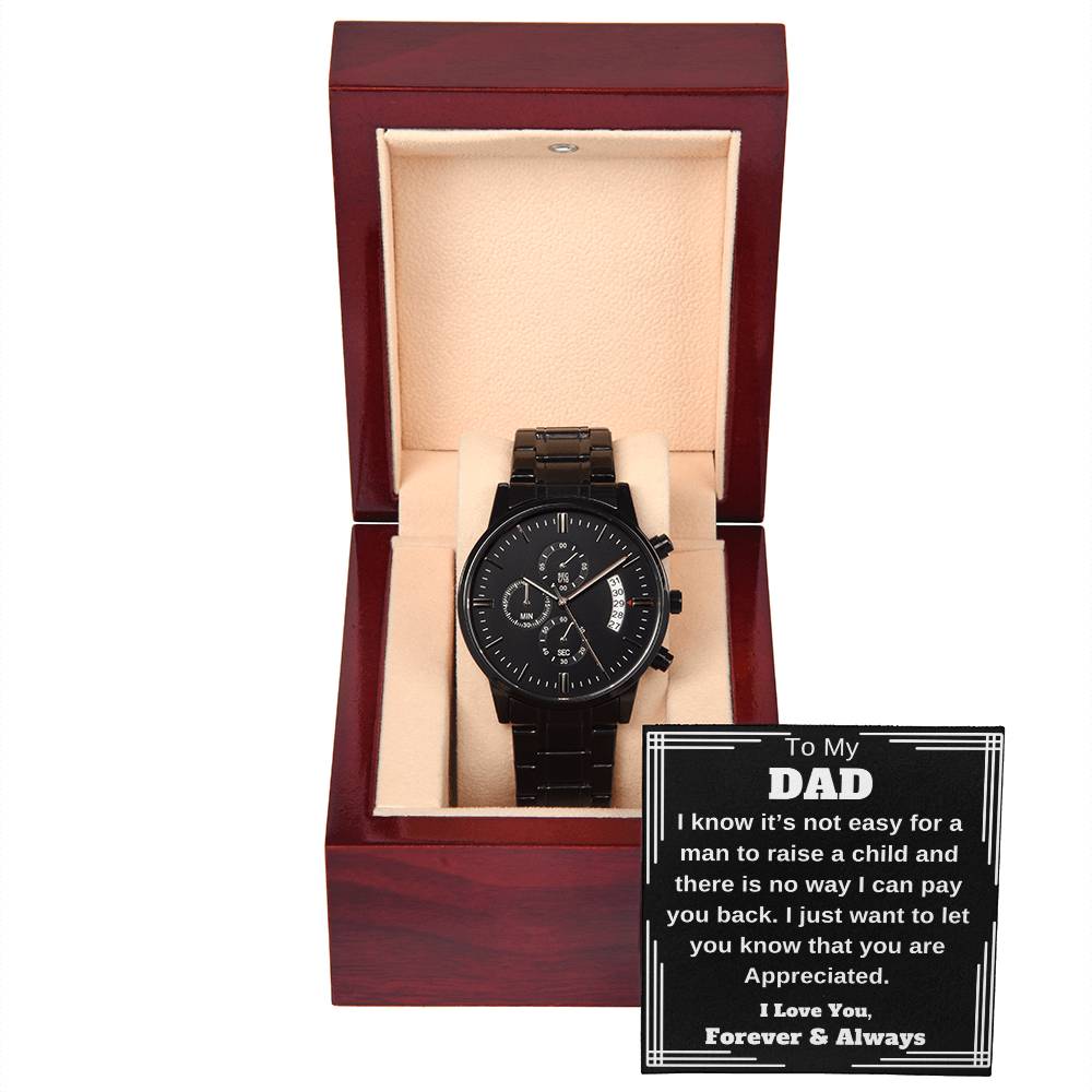To My Dad Black Chronograph Watch Any Occasion Gifts