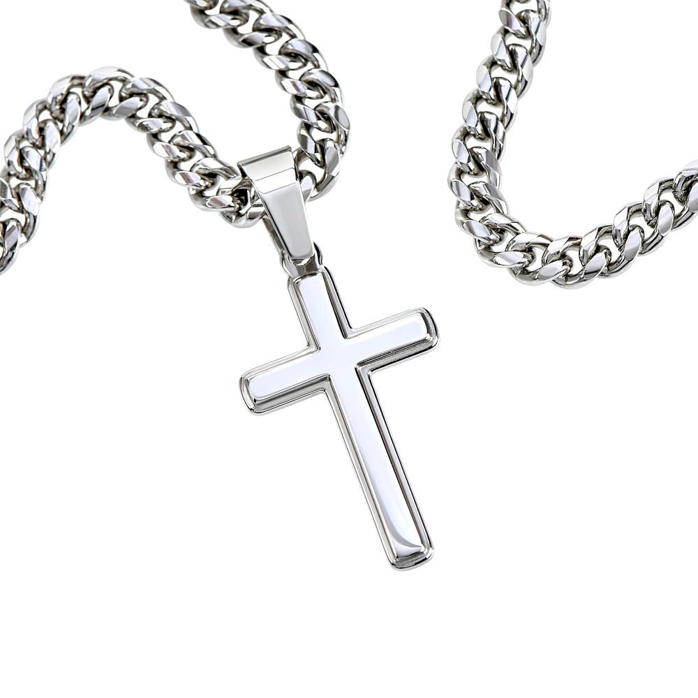 To My Future Husband Cuban Chain with Artisan Cross Necklace, Hold This Close To You Any Occasion Gifts