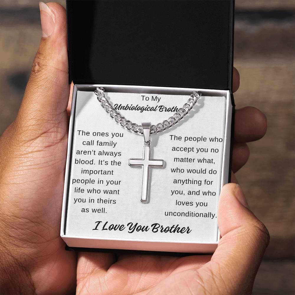 To My Unbiological Cuban Chain with Artisan Cross Necklace Any Occasion Gifts