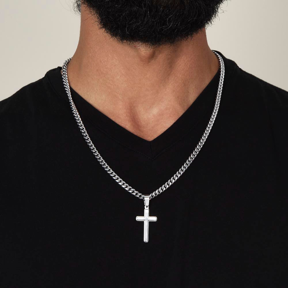 To My Future Husband Cuban Chain with Artisan Cross Necklace, Hold This Close To You Any Occasion Gifts