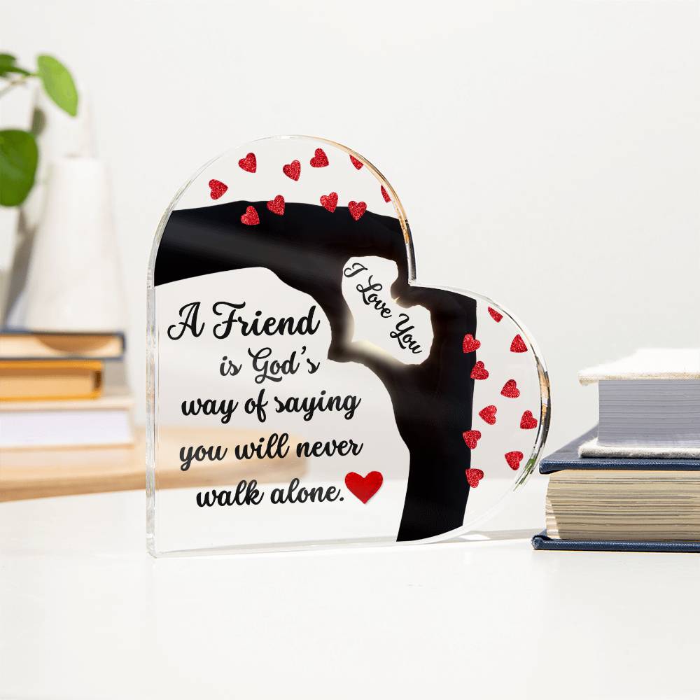 Acrylic Heart Shaped Stand  I Love You, A Friend Any Occasion Gifts