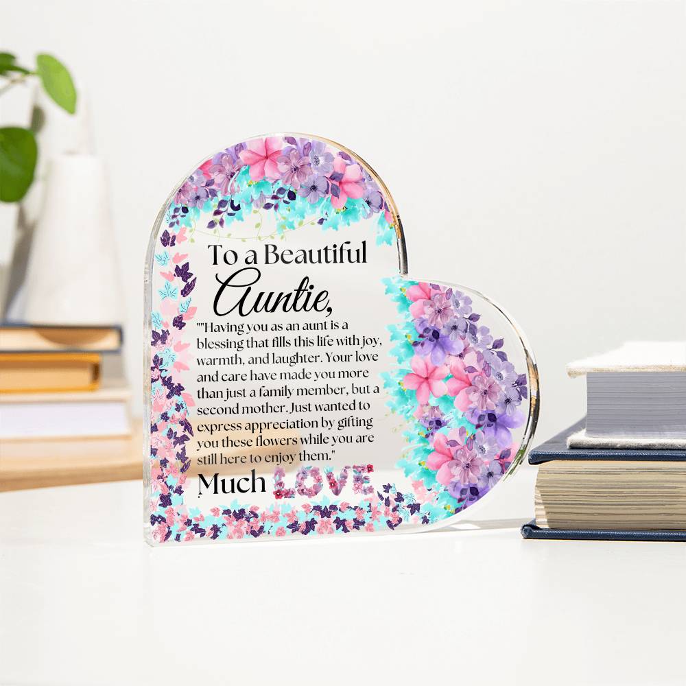 To a Beautiful Aunt Personalized Heart Plaque-From Niece/Nephew Memory Keepsake Any Occasion