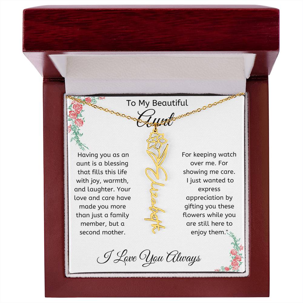 Flower Name Necklace- From Niece/Nephew, For Aunt-Any Occasion Gifts