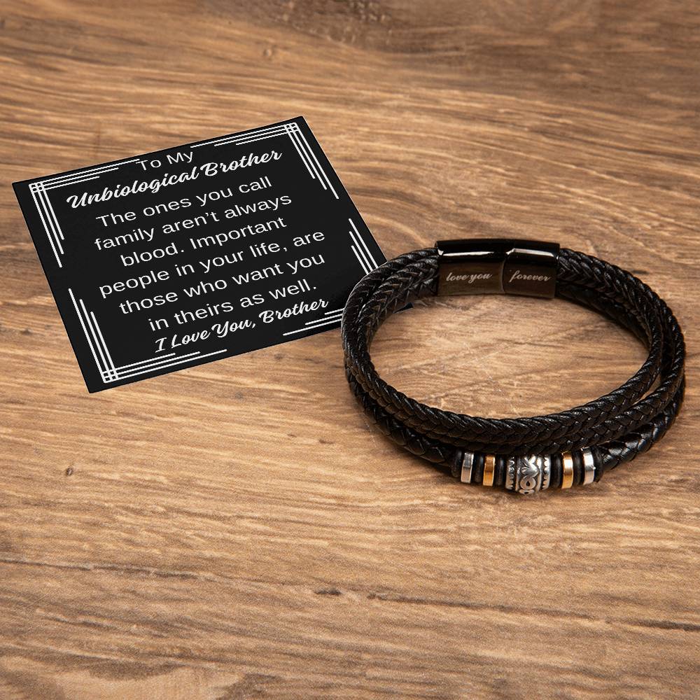 To My Unbiological Brother Men's "Love You Forever" Bracelet Any Occasion Gifts