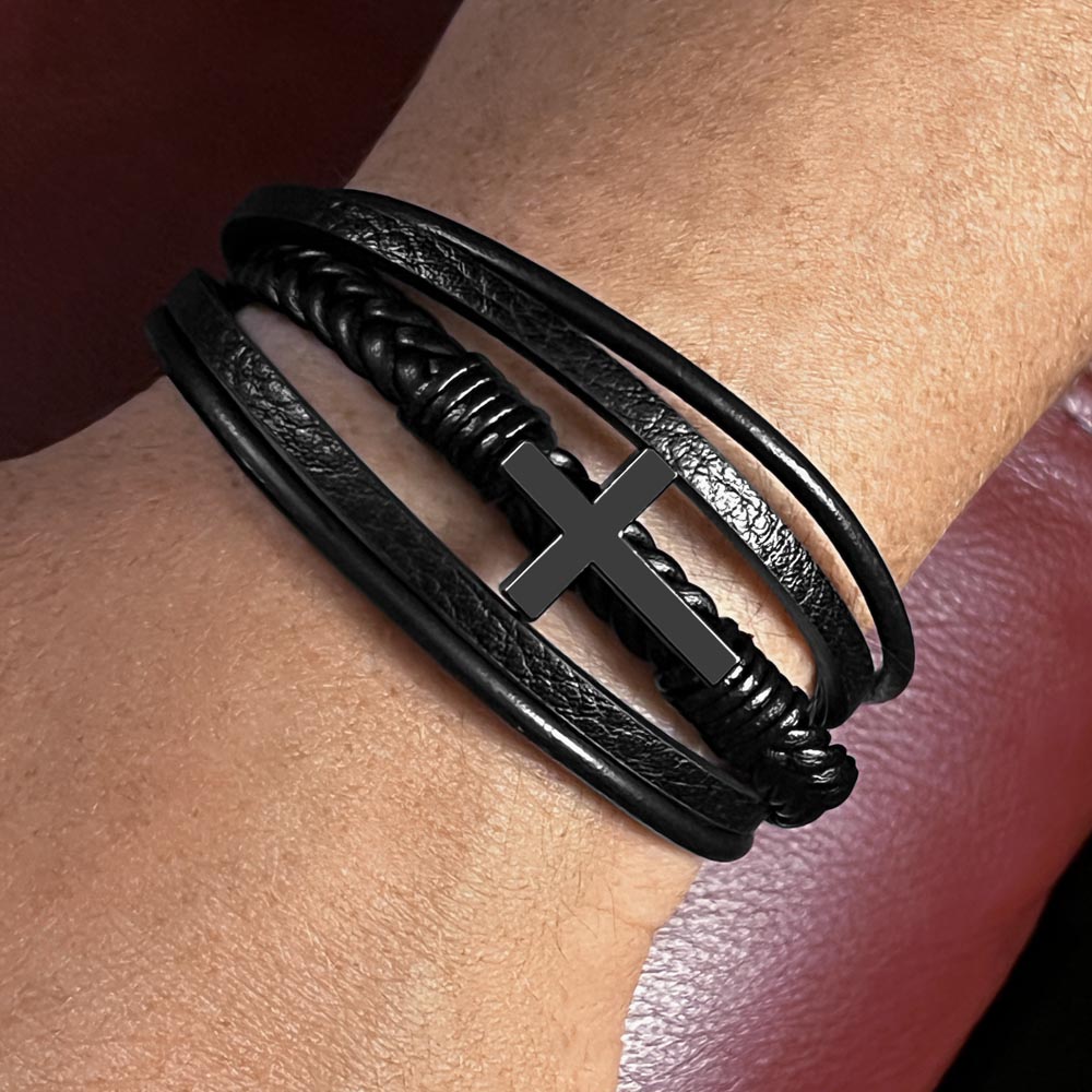 to My Unbiological Brother Men's Cross Leather Bracelet Any Occasion Gifts