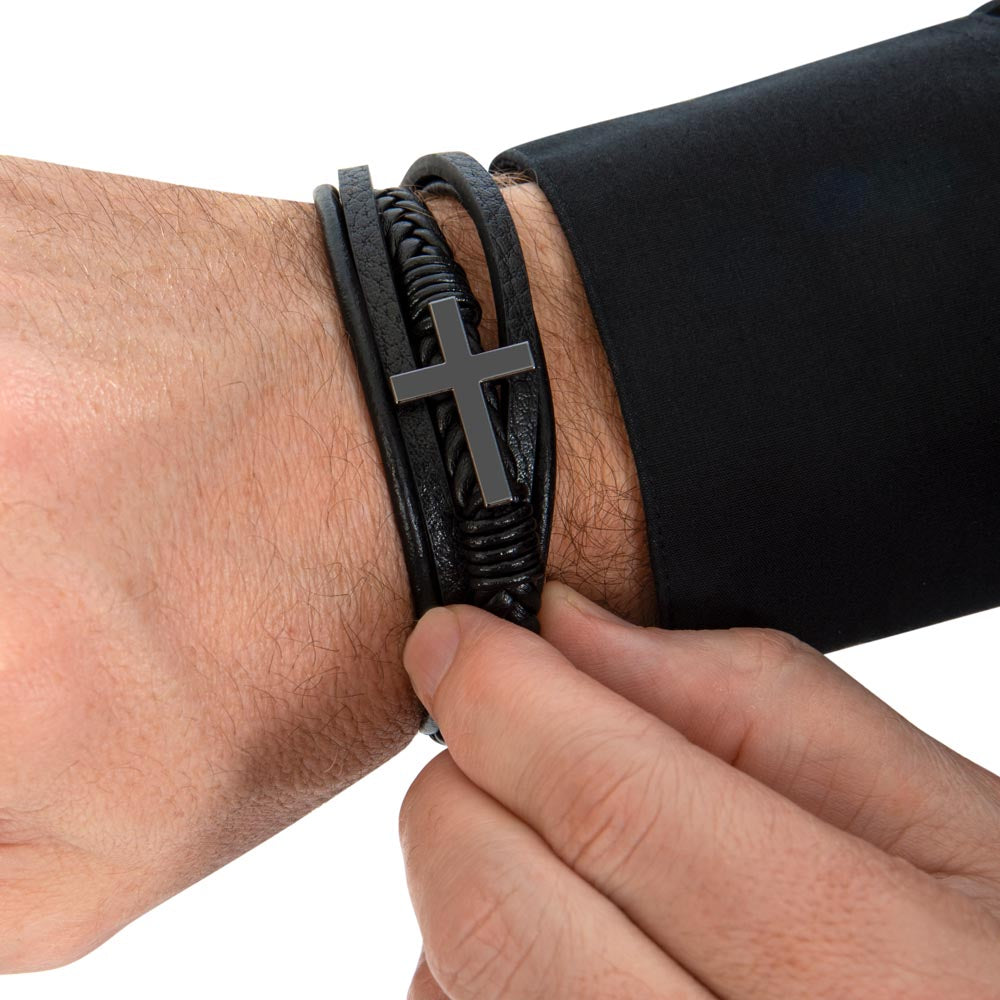 To My Unbiological Brother Men's Cross Leather Bracelet Any Occasion Gifts