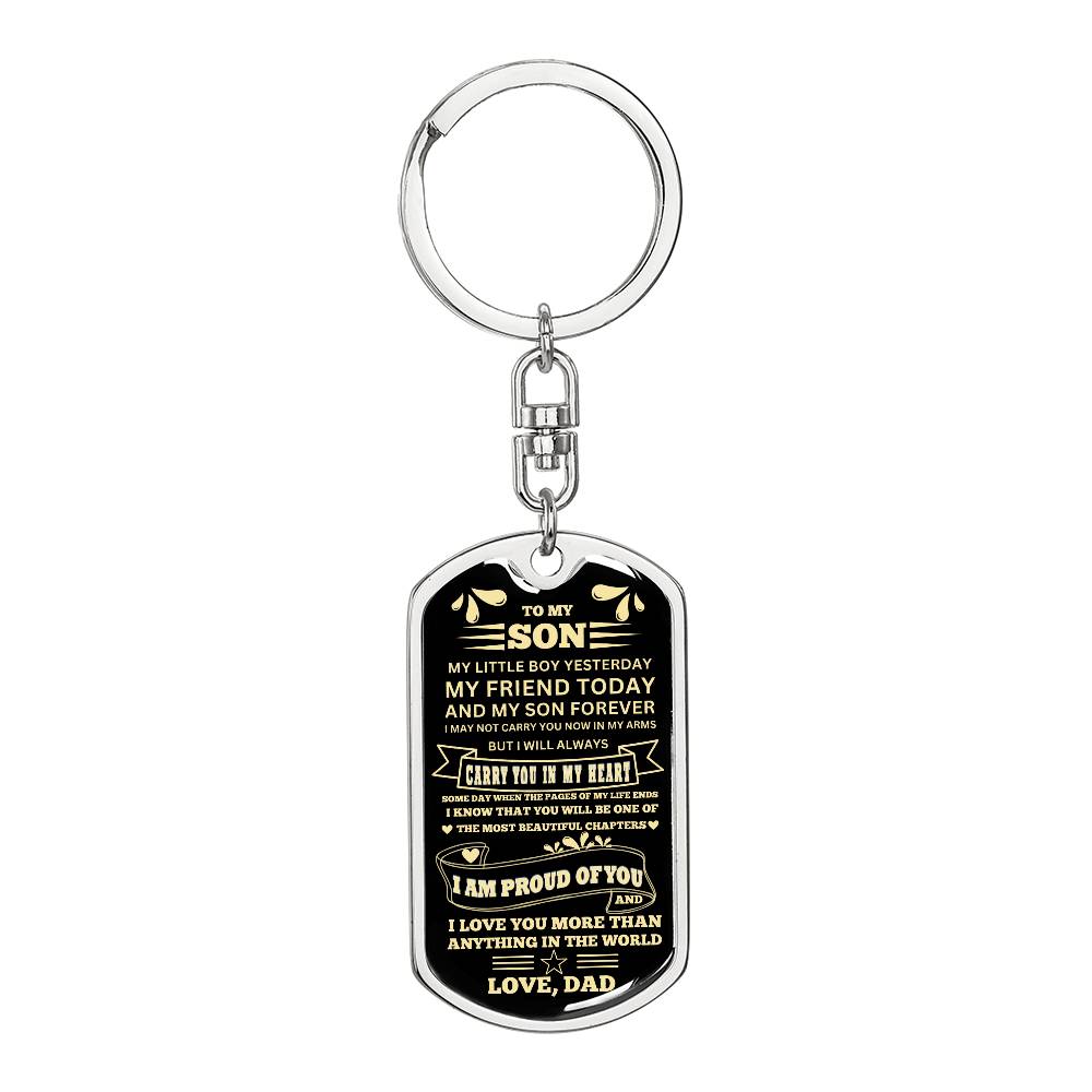 Graphic Dog Tag Keychain Necklace - From Dad,Any Occasion Gifts