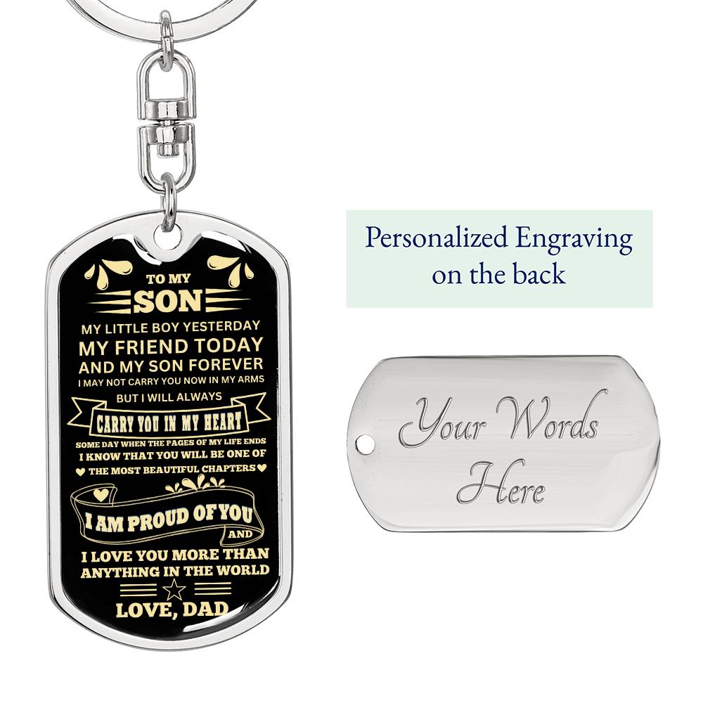Graphic Dog Tag Keychain Necklace - From Dad,Any Occasion Gifts