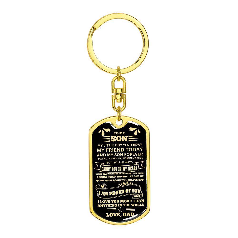 Graphic Dog Tag Keychain Necklace - From Dad,Any Occasion Gifts