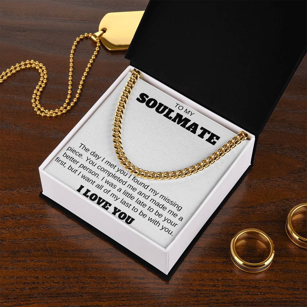 To My Soulmate Cuban Link Chain Any Occasion Gifts