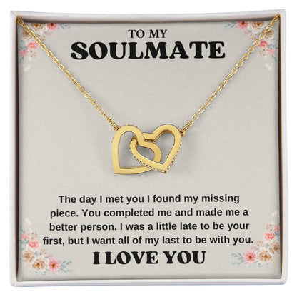 To My Soulmate  Interlocking Hearts Any Occasion Gifts