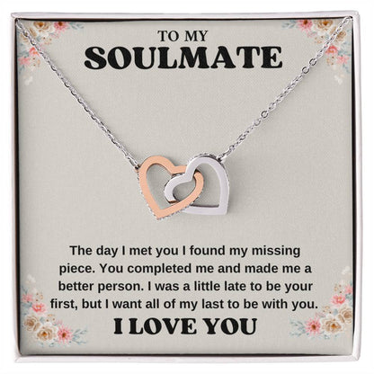 To My Soulmate  Interlocking Hearts Any Occasion Gifts