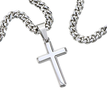 To My Future Husband Cuban Chain with Artisan Cross Necklace, Hold This Close To You Any Occasion Gifts