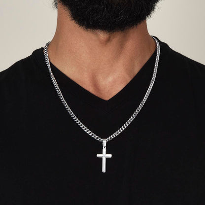 To My Future Husband Cuban Chain with Artisan Cross Necklace, Hold This Close To You Any Occasion Gifts